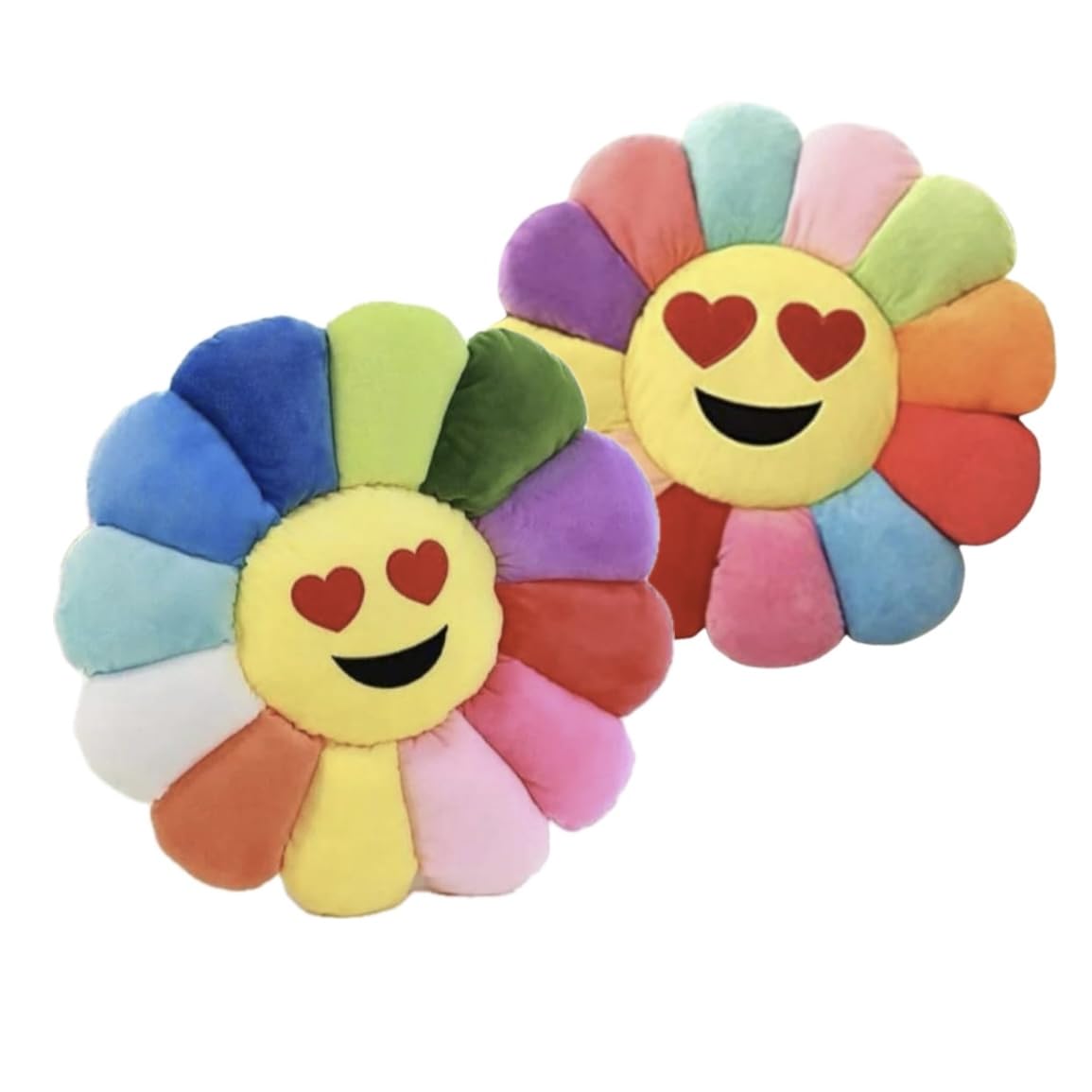 BabyTuck Sunflower Double Heart Smiley Emoji Pillow Soft Velvet 16 * 16 Pack of 2