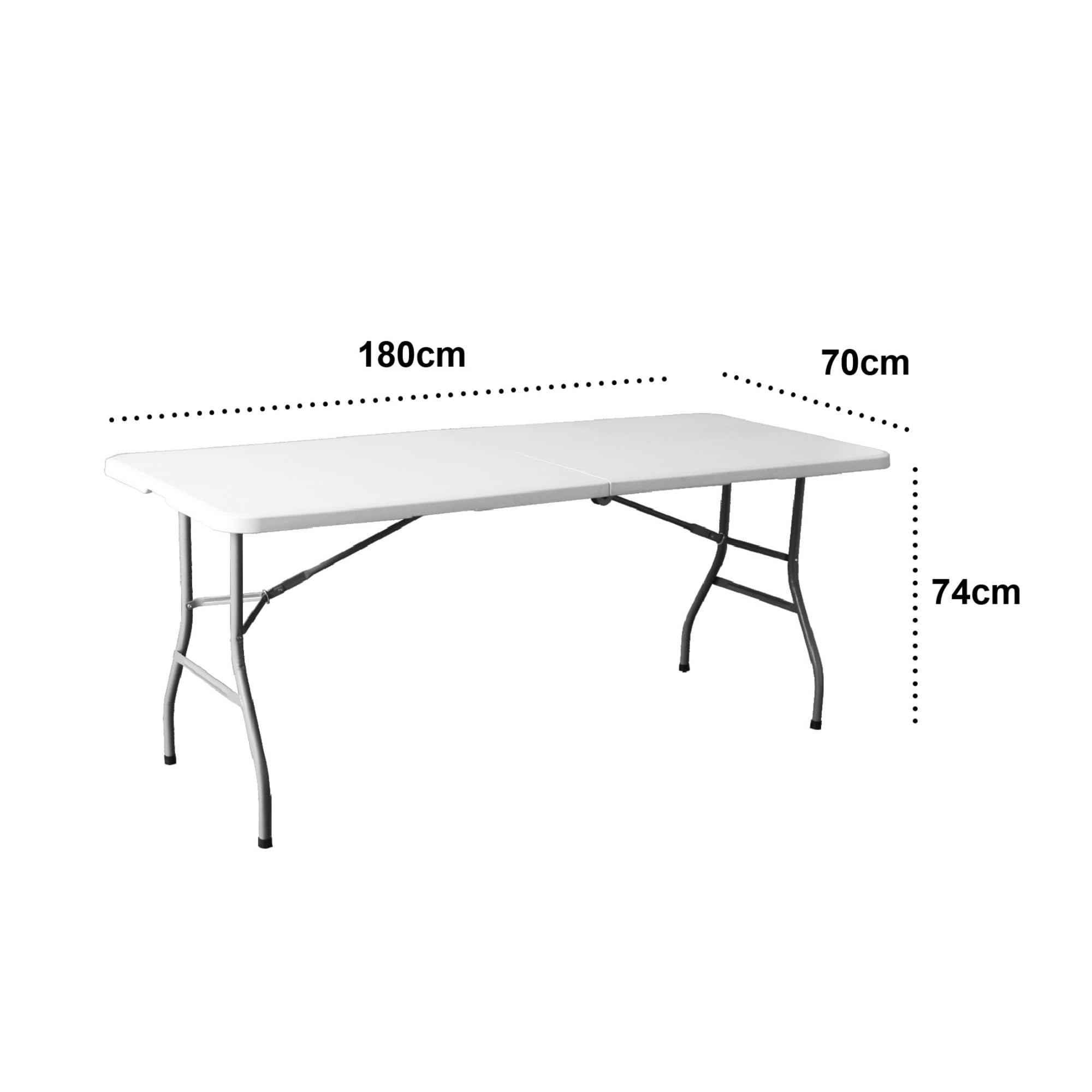Pack Mesa Plegable 180 cm + 6 Sillas Negras Plegables - Conjunto Mobiliario Multiusos - Estructura Hierro Reforzado - Ideal Formación, Catering y Oficinas - Pack para Eventos Profesional