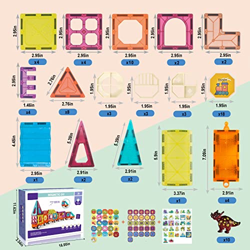 Magnetic Tiles Building Blocks With 4 Cars Magnet Train Set For Kids Construction Stem Toy Preschool Educational Creativity Learning Toys For Girls Boys Toddlers 3 4 5 6 7 8 Years Old … #TOP4