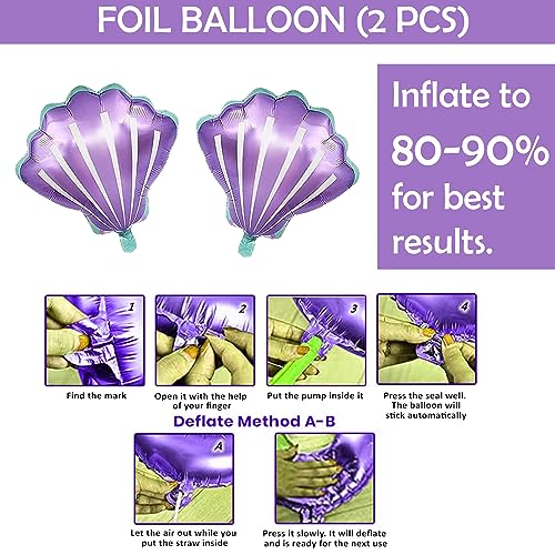 Image of Party Propz Mermaid Theme Birthday Decoration Kit for Girls - 59 Pcs Balloon Decoration Kit, Mermaid Theme Birthday Backdrop, Sea Shell Foil Balloons (Latex, Foil)