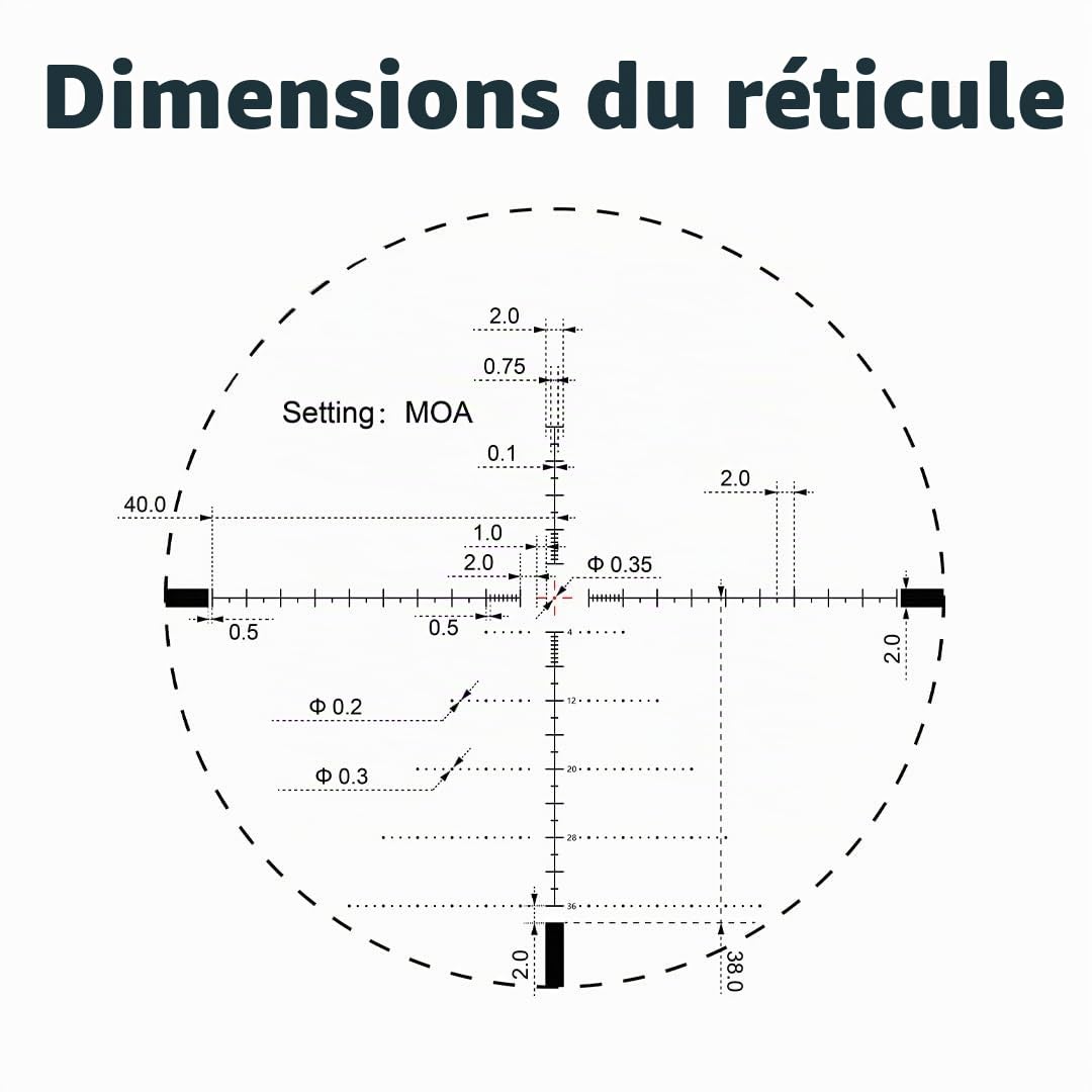 Vector Optics SCFF-57 Sentinel 6-24x50 FFP MOA Lunette de visée pour le sport, l'airsoft et la chasse, fusil à air, visière cible, lunette de visée pour fusil, Rifle Scope, nombreux accessoires