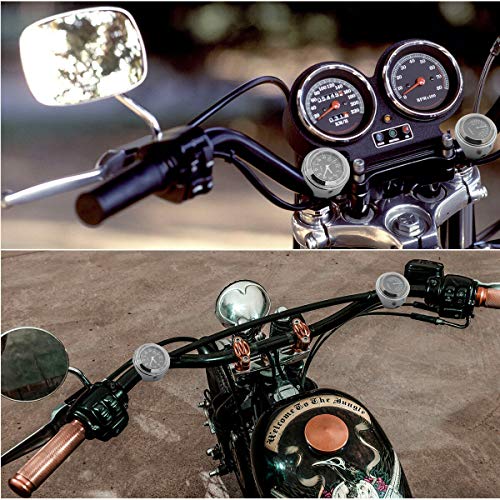 Baceyong Motorrad-Lenkeruhr & Thermometer, wasserdichte Motorraduhren Fahrrad Uhr Für Lenker, Motorrad Uhr Fahrradzubehör Lenkerhalterung Watch, Durchmesser 22-25Mm Motorraduhr, Schwarz, 2 Stück