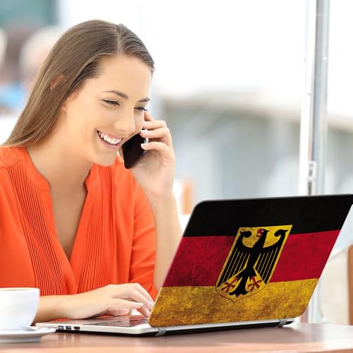 Image of Galaxsia Grunge Germany Flag Top+Wrist Pad Vinyl Laptop Skin /Sticker /Cover Upto 15.6 Inches Laptops Laminated-Removable-HD Quality Compatible for Hp-Dell-Sony-Lenovo-Asus etc.(15x10 Inches)