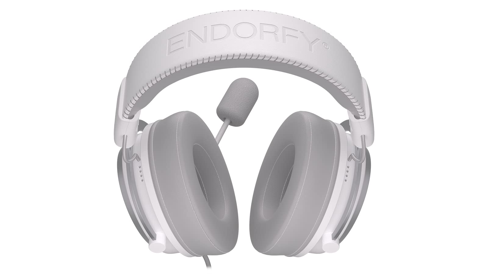 ENDORFY VIRO Plus USB Onyx White, Cuffie Over Ear, Coppia aggiuntiva di Cuscinetti in Tessuto, Microfono Staccabile, Cavo Staccabile, Scheda Audio USB 7.1, EY1A005