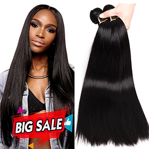 Yavida Brazilian Straight Hair Bundles 8A Unprocessed Brazilian Virgin Straight Human Hair Weave Extensions 4 Bundles Natural Color 8 10 12 14 Inch