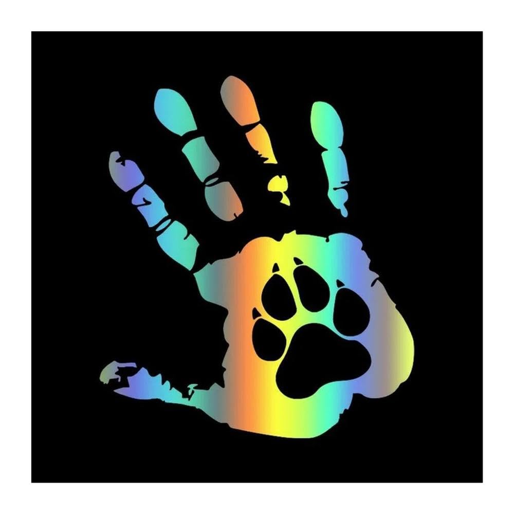 Handprints Dog Paw Prints Decal 13x15cm Waterproof Vinyl Sticker for Cars Trucks SUV(Laser)