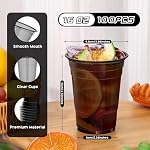 KesaPlan 100 PCS Black Clear Plastic Party Cups, 16 oz Disposable Cocktail Drinking Cup for Halloween, Disposable Wine Glasses for Milkshake Juice Graduation Father's Day Birthday Wedding Party
