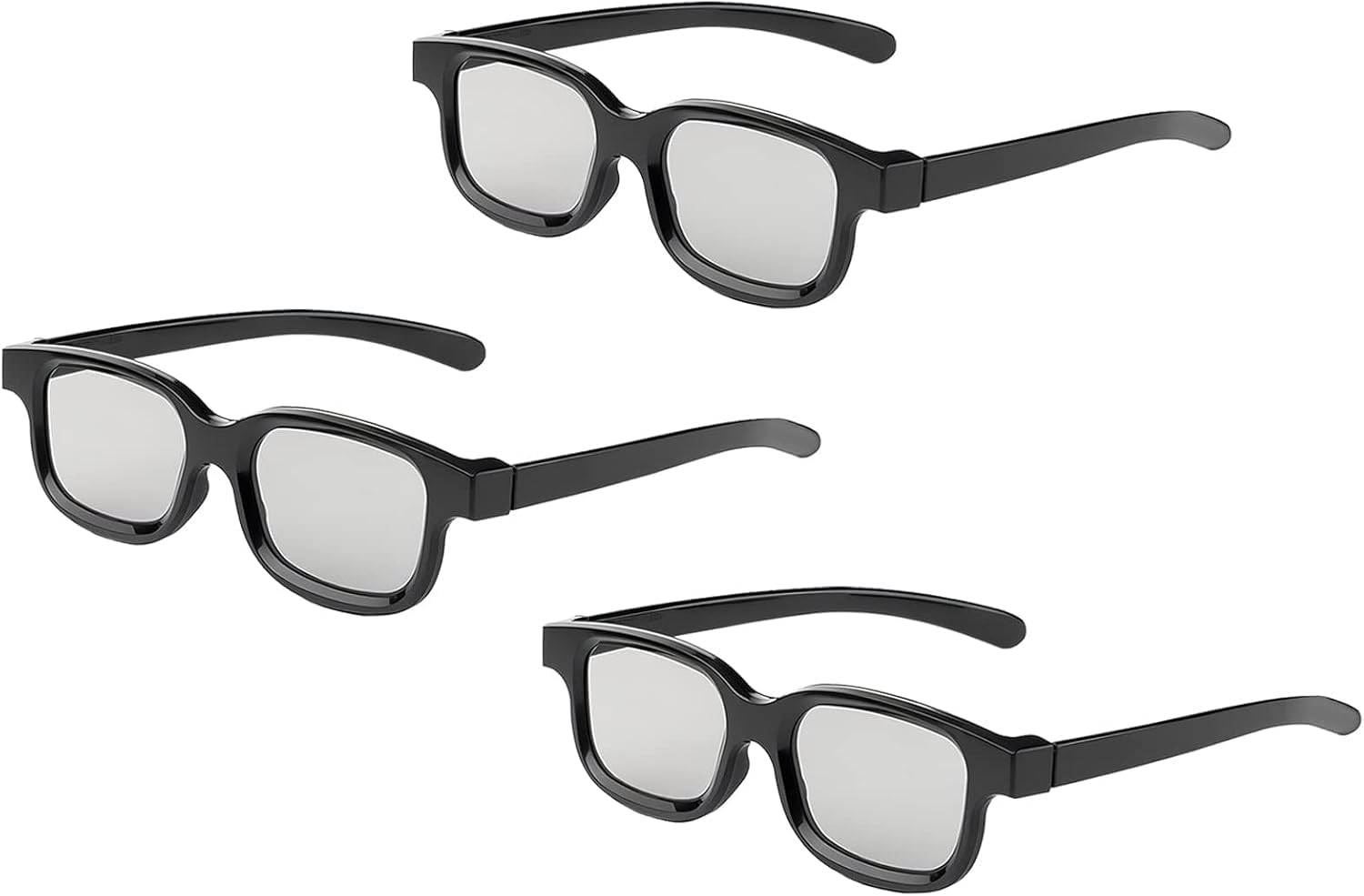 Occhiali 3D RealD, Occhiali 3D Passivi Polarizzati Circolari Senza Sfarfallio per Cinema e TV 3D Polarizzati – Compatibili con Proiettori e Monitor 3D (Confezione da 3)