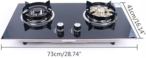 Miniatura 2 de Estufa de gas de 2 quemadores, cocina de gas natural incorporada, vidrio templado, estufa de gas LPG/NG portátil de 28.7 x 16.1 in para casas