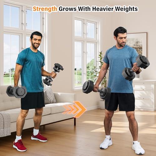 Moziel Mancuernas Ajustables 5 en 1 con Base, 11 kg/24,5 kg Pesas y Mancuernas Ajuste Rápido de 2 a 24,5 kg, Ahorran Espacio, Ideal para Entrenamiento en Casa o Gimnasio (2 x 11 Kg - Negro) - imagen 5