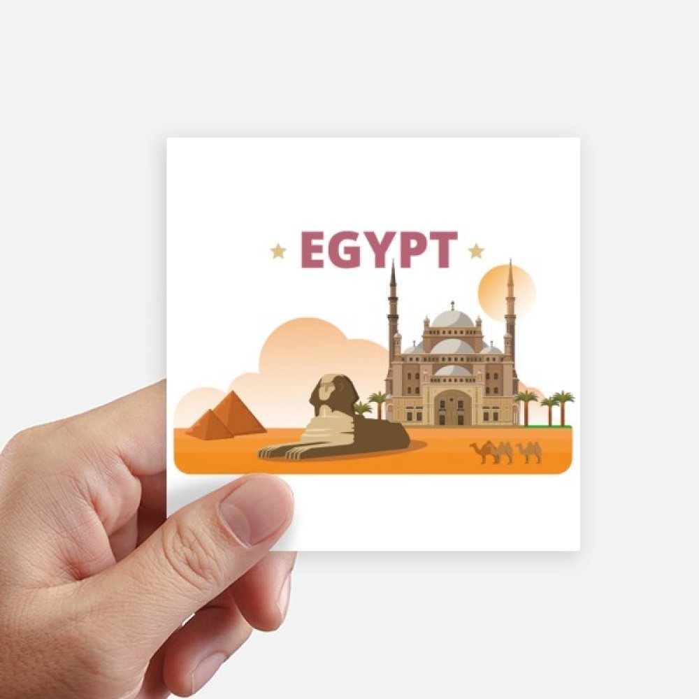 Autocollant Égypte Sphinx et Pyramide 10cm x 10cm - Lot de 8 Stickers Carrés Multicouleurs DIYthinker