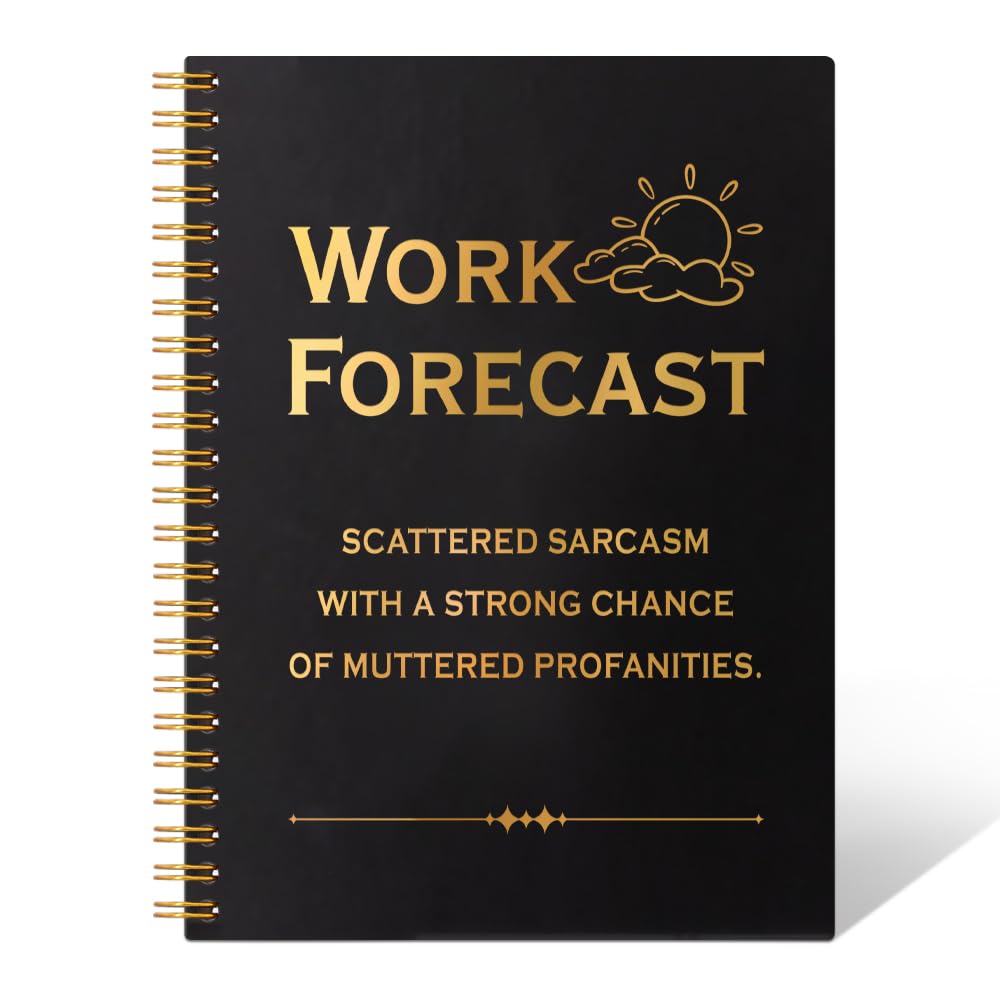 THEBESTU Work Forecast 160 Pages Hardcover Blank Spiral Notebook, Funny Sarcastic Notebook Gifts for Colleague Coworkers, Office Humor Birthday Gifts