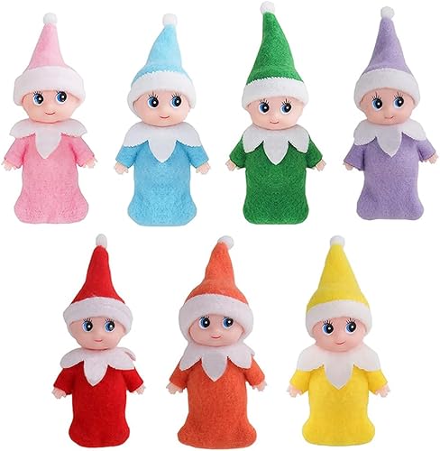 7 piezas de mini elfos bebé, gemelos, elfos de bondad, juego de manualidades para niñas, niños y adultos (paquete de 7 piezas)