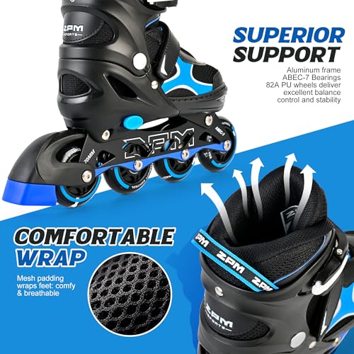 Image of 2PM SPORTS Inline Skates for Kids Girls Boys Ages 5-8 8-12 4-6 6-12 with Light Up Wheels, Adjustable Kids Roller Skates Blades for Adults Men Women Beginners Youths