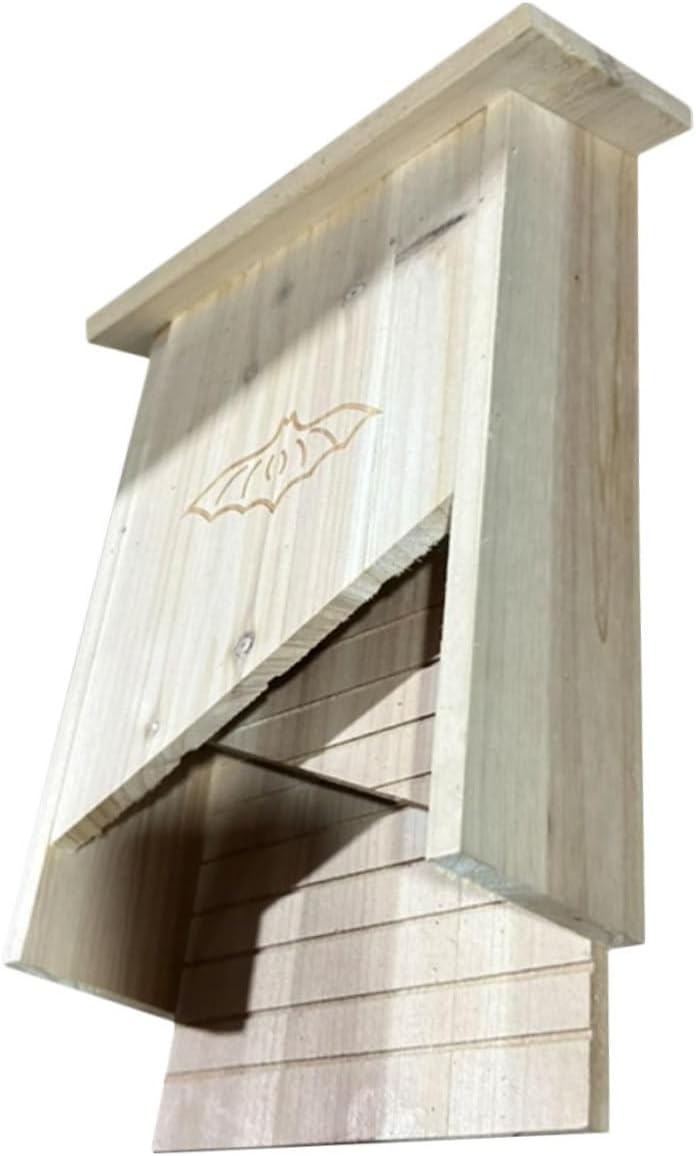 Wooden Bat House Outdoor Bat Box for Yard and Garden Solid Wood Single Chamber for Backyard Wildlife Habitat