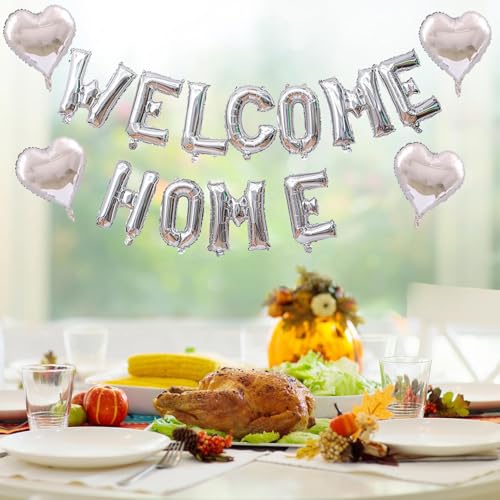 Image of Welcome Home Balloon Aluminum Film Party Decorations Welcome Party Supplies (Silver welcome home)