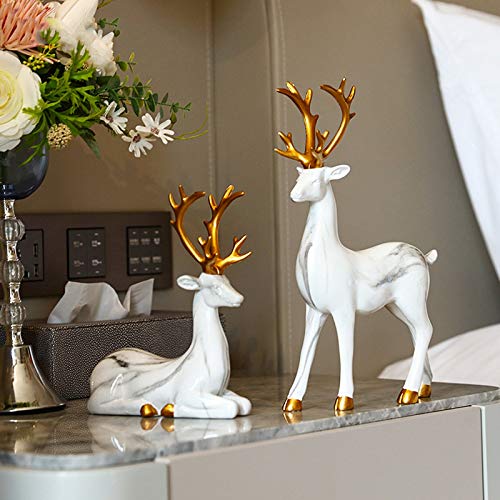 Statue de cerf de luxe décoration chic salon meuble TV - 2