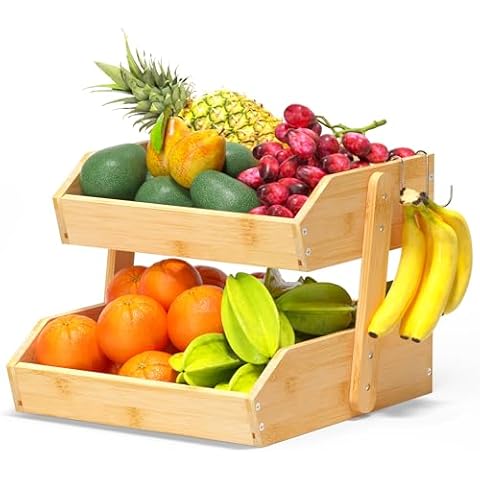 Gmtsl Bamboo Fruit Basket - 2 Tier Cover