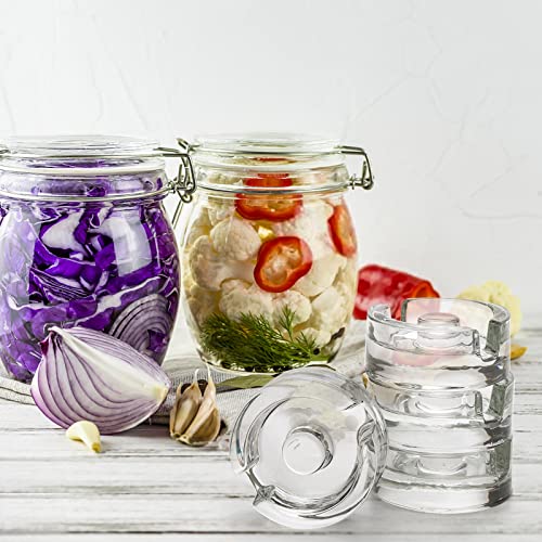 Mezchi 9 Pack Fermentation Weight With Easy Grip Handle, Glass Fermentation Lids Perfect For Wide Mouth Jars, Convenient Pickling Kit For Sauerkraut, Pickles And Other Fermented Food #TOP5