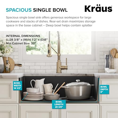 KRAUS Black Onyx 31 in Undermount Granite Kitchen Sink KGU-413B - image 3