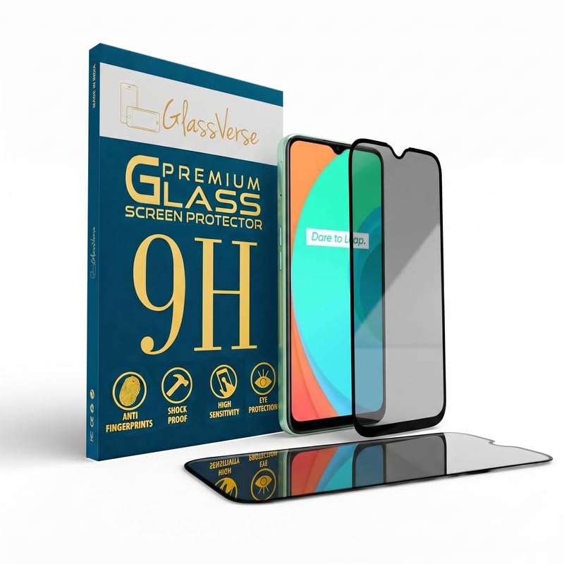 Image of GlassVerse Privacy Tempered Glass for Realme C11 | Anti Spy Screen Protector, 9H Hardness, Edge to Edge, Case Friendly, Hassle-less Installation Kit Included. (Pack of 2)