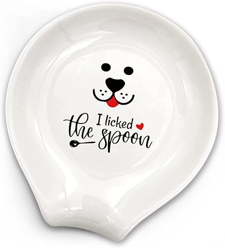 WHING Divertido soporte para cucharas de té y café de cerámica blanca, I licked the spoon  Soporte para café estación de café, accesorios de