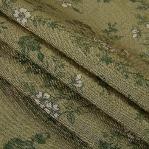Image of TWOPAGES Pinch Pleat Floral Print Cafe Curtains, Ivy Brown, 52W x 45L