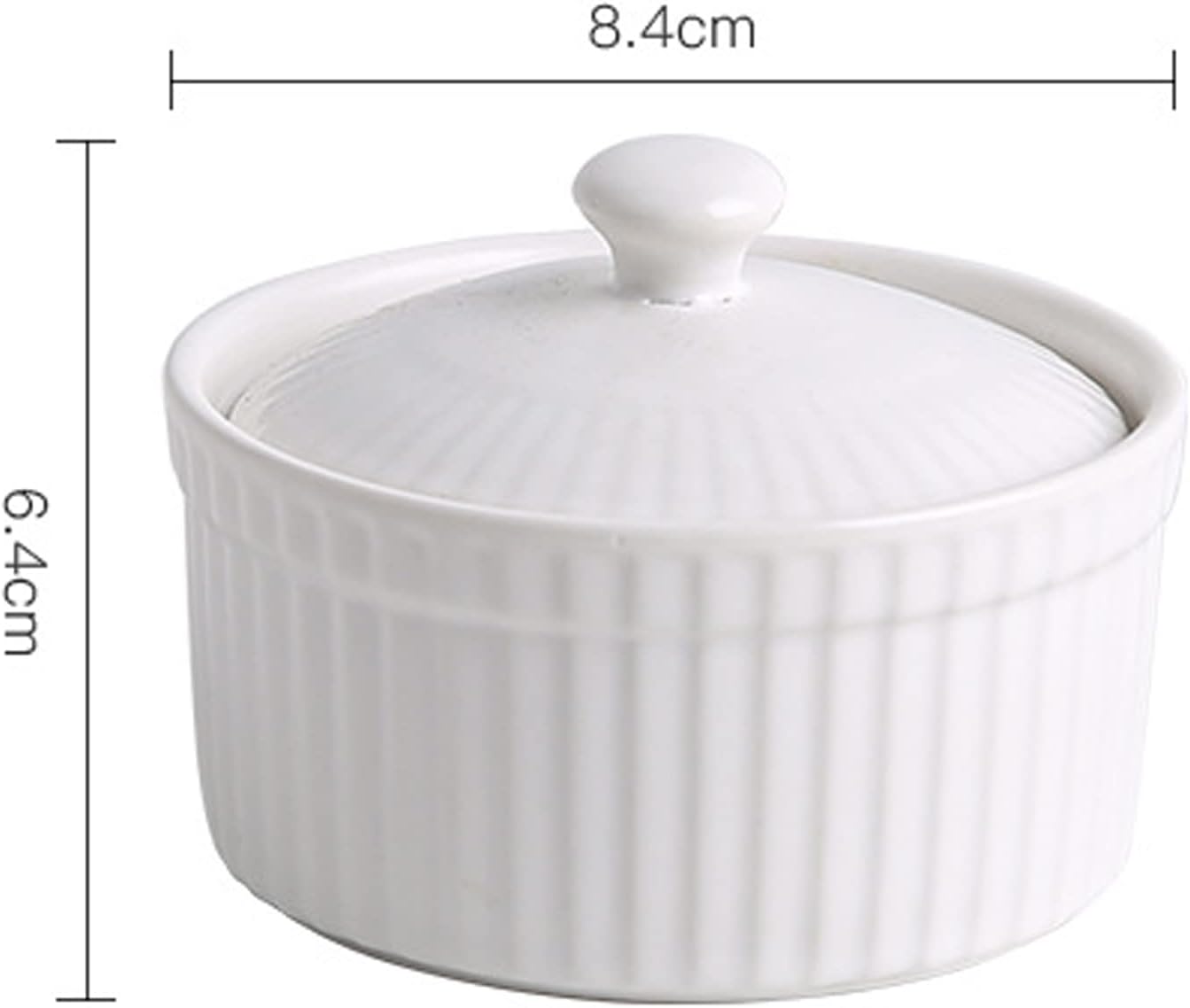Baking Porcelain Ramekins with Lid Mini Casserole for Appetizer Custard Dipping(White)