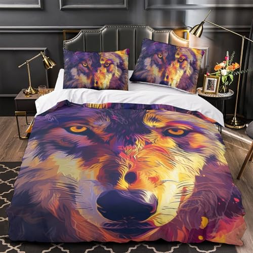 Parure de lit loup anti-transpiration en microfibre douce housse 140x200 - 4