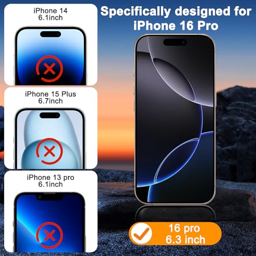 SIBEITU 3 Pack Screen Protector for iPhone 16 Pro with 3 Pack Camera Lens Protector, 6.3 Inch HD Clear 9H Hardness Tempered Glass Film, Scratch Resistent, Easy Installation, Bubbles Free