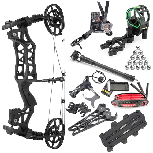 ZSHJGJR Compound Bow Dual-use for Arrows and Steel Ball,Hunting Bows,40-70lbs Adjustable,Short-Axis