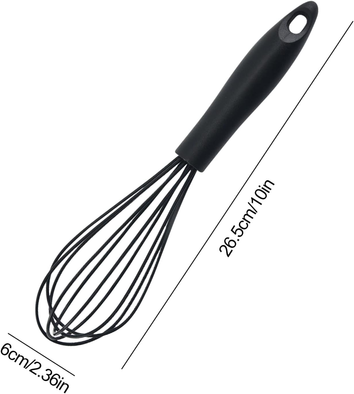 Frusta Da Cucina In Silicone Antigraffio - Manico Ergonomico - Resistente Al Calore - Nero - Per Frullare E Montare - Foto 6