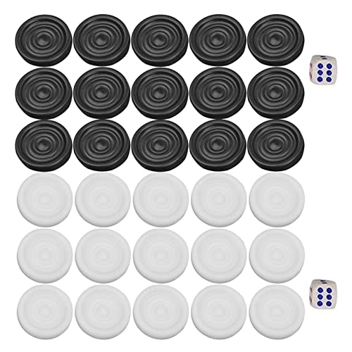 [Set completo]: include 32 pezzi - 15 neri, 15 pezzi bianchi e 2 dadi, offrendo un'esperienza di gioco completa.