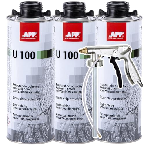Craft-Equip Unterbodenschutz Set bestehend aus 3KG APP U100 SCHWARZ und Druckluft-Pistole - auf Kautschuk-Basis - überlackierbar - dauerelastisch -