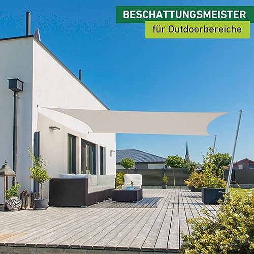 Windhager Sonnensegel Cannes Rechteck 4 x 5 m, Sonnenschutz für Garten & Terrasse, UV- und witterungsbeständig, grau, 10737, Creme