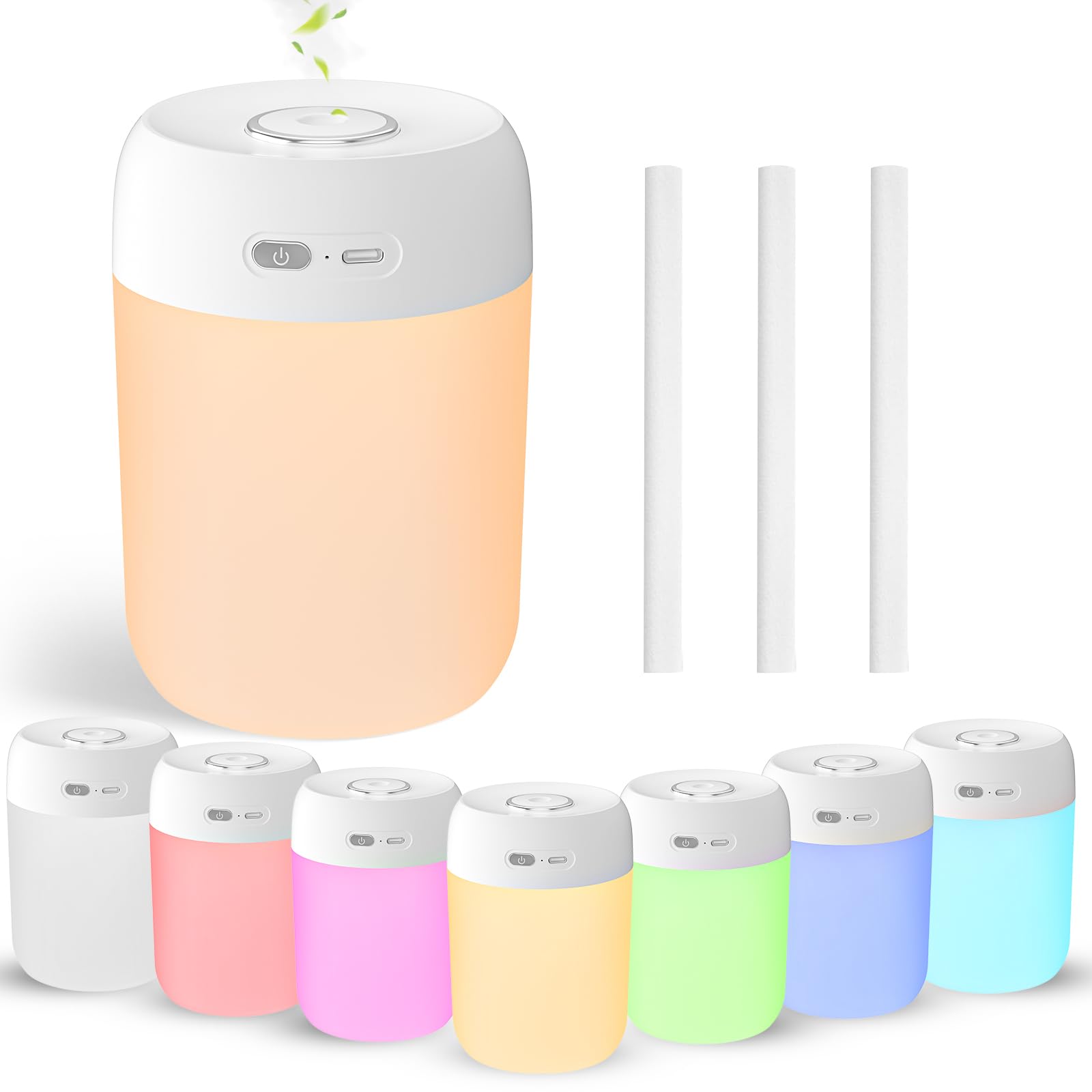 Portable Mini Humidifier 650ml Colorful LED Light Warm Light Cool Mist USB Personal Mini Humidifier for Desktop Bedroom