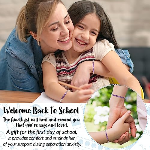 Back to School Gifts, Amethyst Bracelets, First Day of School/Kindergarten/Prek Bracelets GIfts for Girls, Mother Daughter ing Bracelets2