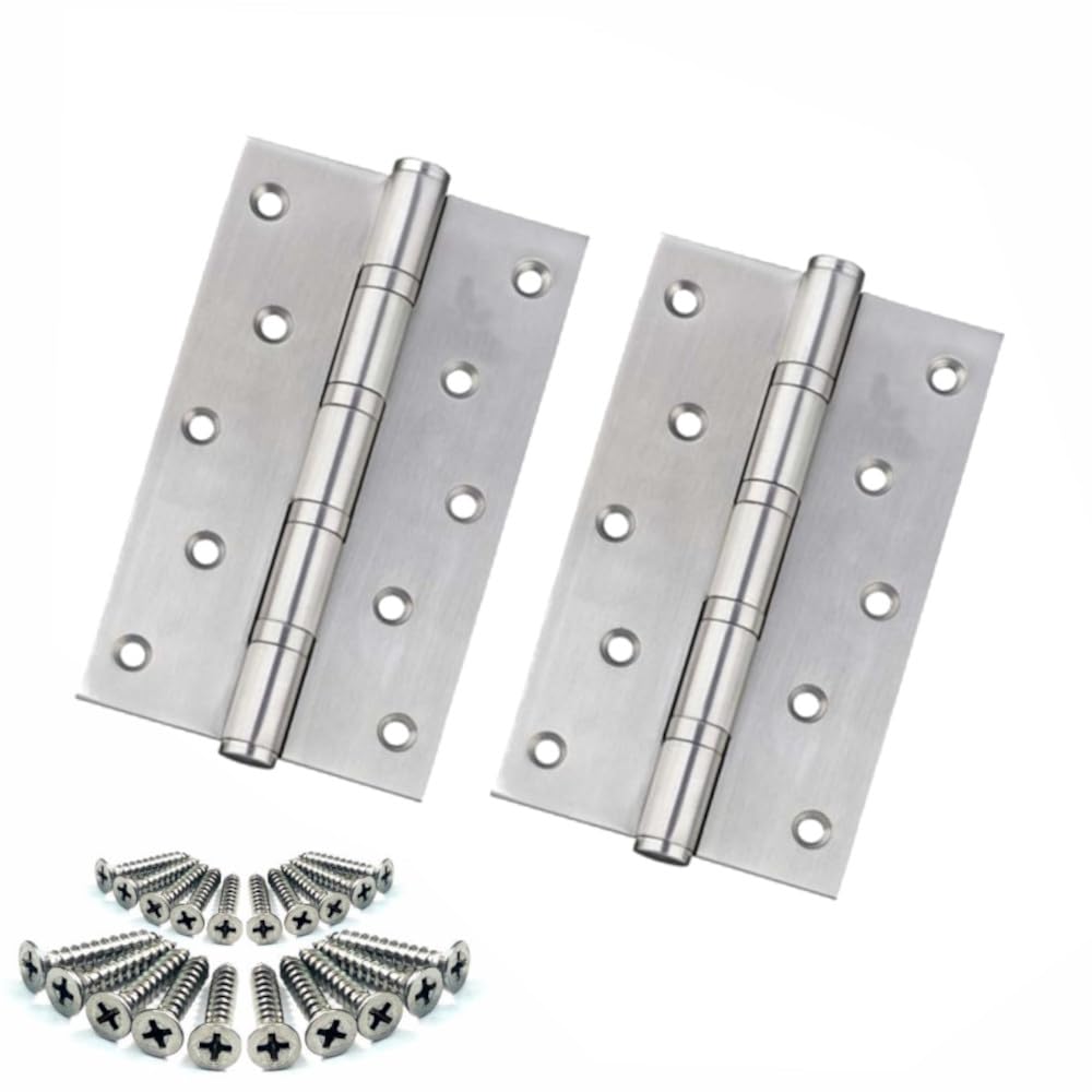 Euro Tische 2pcs Charniere Porte placard inox pour intérieur et extérieur, Charnière piano pour portes, Charniere porte pour fenêtre et porte de placard (6 paquet) 125x73x2mm
