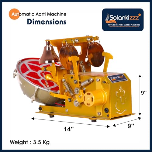 Image of God-Mantras, Shankh & Mayur Sound Fully Automatic Electric Mini Aarti Machine With Nagara, 2-Bells & Jalar For Home Temple, Satsang Or Pooja Room (Deluxe)
