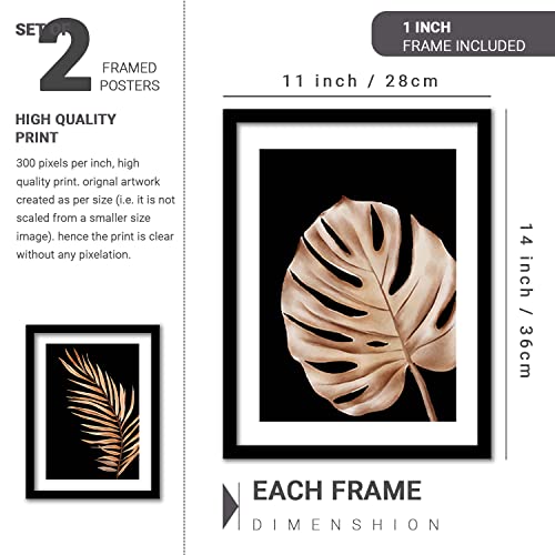 Kotart-Golden-Leaf-Wall-Decor-Paintings-for-Home-Office-Living-Room-Modern-Art-Nature-Wall-Paintings-with-Frame-Framed-Wall-Art-Paintings-11-inch-x-14-inch-Framed-Set-of-2