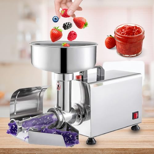 Colador de tomate eléctrico, tolva de alimentación extragrande de 225mm, máquina coladora y prensadora de alimentos comercial de acero inoxidable, exprimidor de frutas para salsa de tomate, fresa