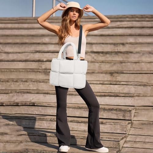 NAARIIAN Puffer Tote Bag for Women, Lightweight Quilted Puffy Shoulder Handbag with Adjustable Shoulder Strap3