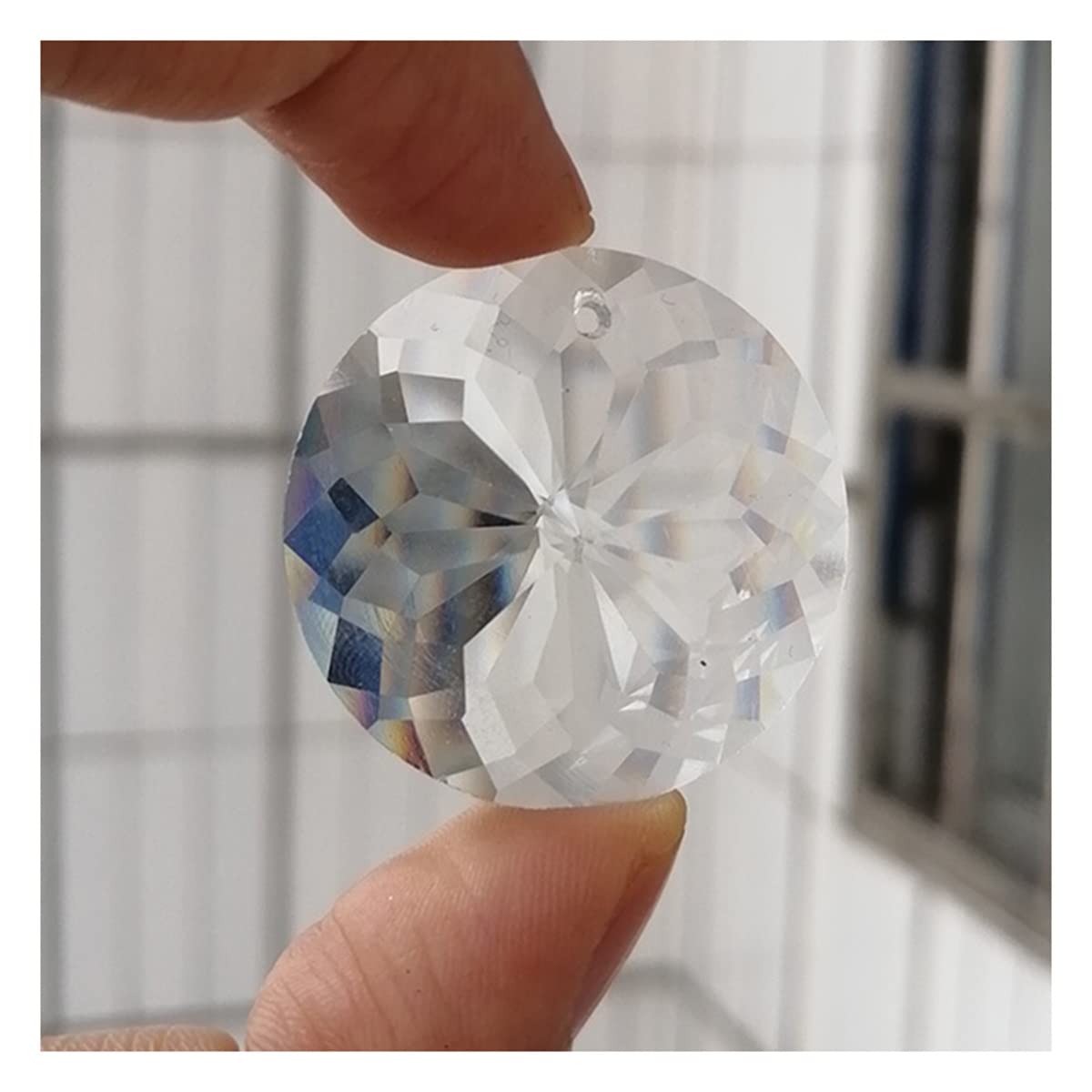 YUZGUHEY 5pcs 30mm Clear Round Chandelier Crystal Prism Pendant Disc Ornaments One/Two Holes Hanging Crystals Lighting Lamp Replacement Parts