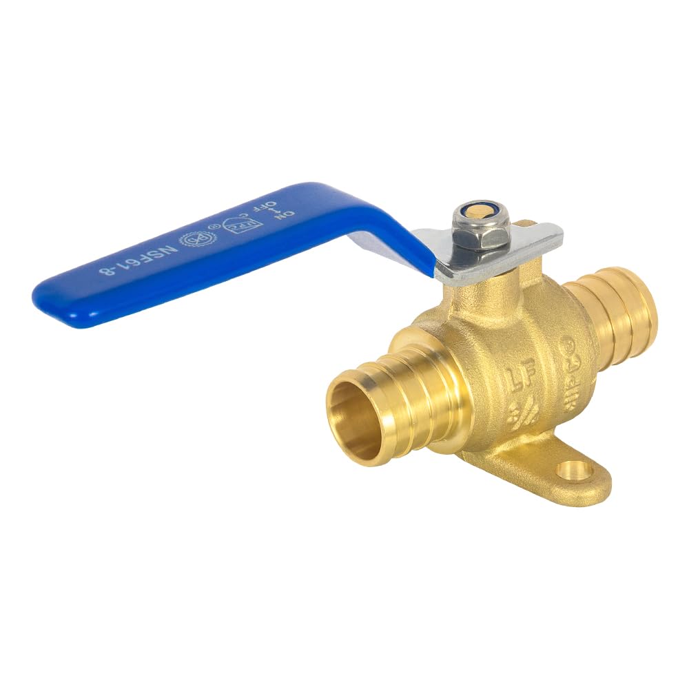 EFIELD - Válvula de bola de latón con cierre Pex de 1 pulgada con oreja, niveles azules, ASTM F1807, sin plomo (5)