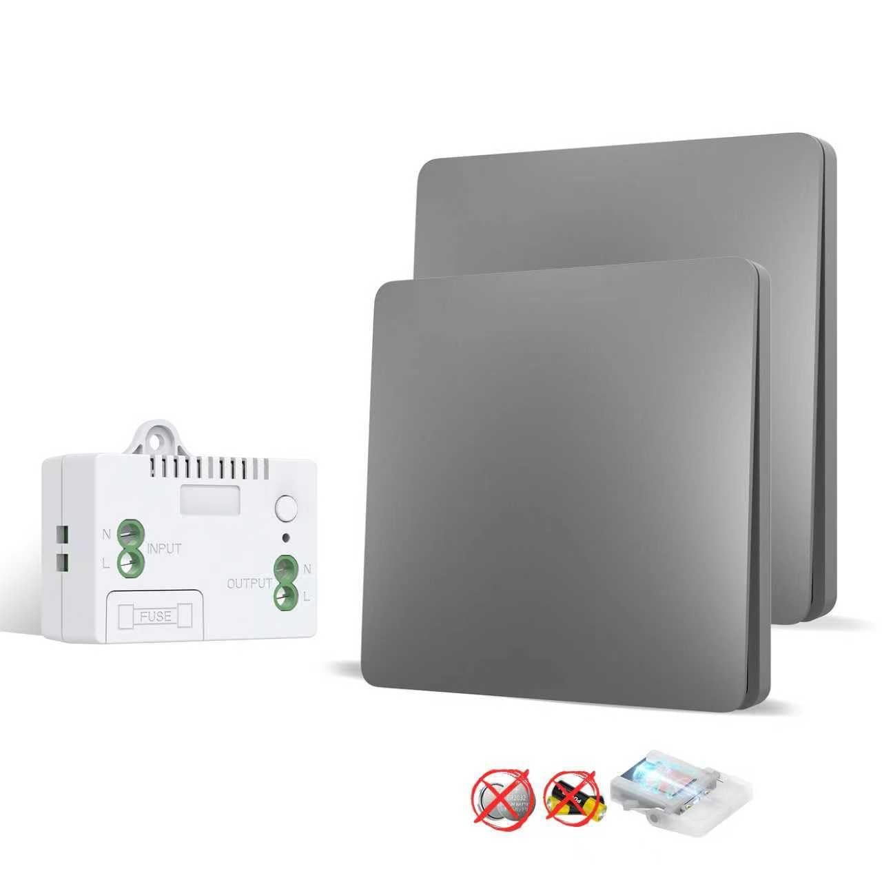 ZLinkStar Kinetic Wireless Switch Kit, Self Powered Wireless Switches for Light,IP66 Waterproof No Wiring Wireless Remote RF Wall switch Lighting Fixtures Battery Free(G2V1)