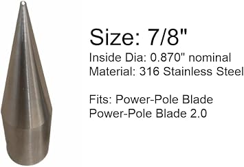Island Anchor - Spear Tip for 7/8 or 3/4 Hydraulic Anchor Pole Spike Tip: Fits Power-Pole Sportsman, Pro Series, Blade, Blade 2.0, Minn Kota Raptor, Lewmar Axis