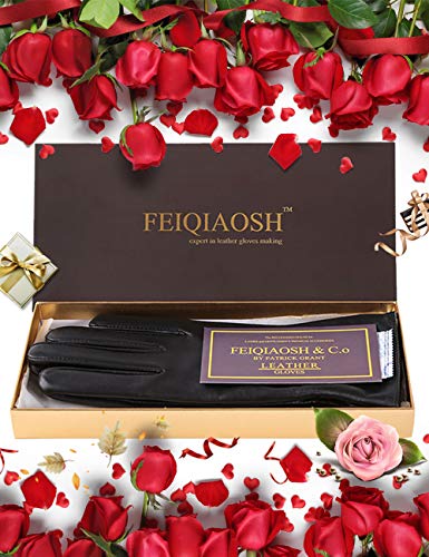 Super-soft Leather Winter Gloves for Women Full-Hand Touchscreen Warm Cashmere Lined Perfect Appearance - Thumbnail 4