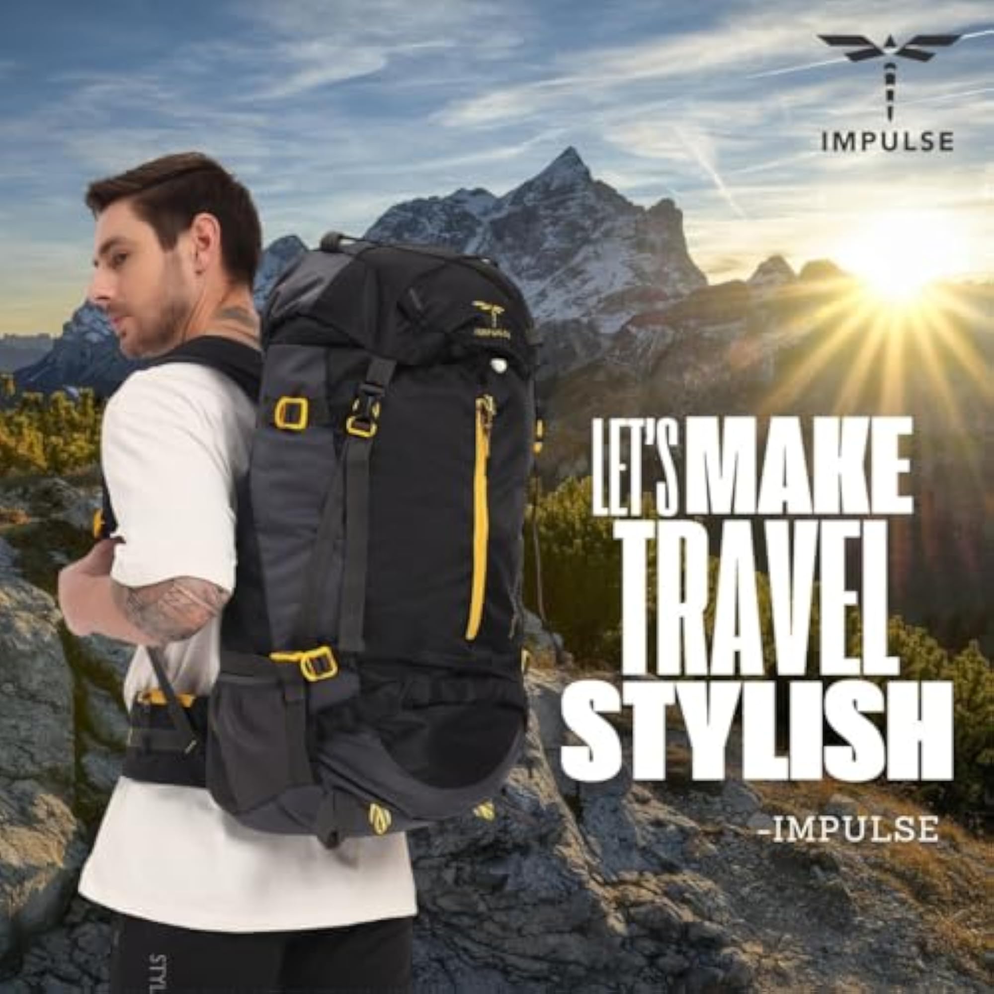 Inverse 65L Travel Bag with Rain Cover, Water Resistant
