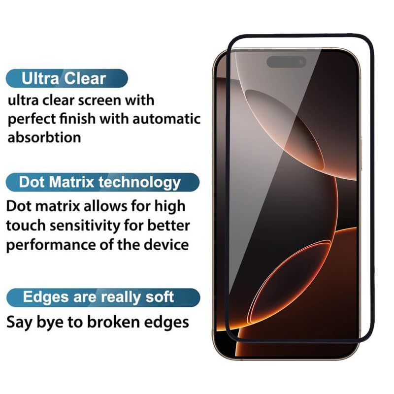 Image of Gorilla Extra Strong Premium HD+ ESD Anti Static Tempered Glass for Apple iPhone 16 Pro Max Edge to Edge Full Coverage Fingerprint and Oil Resistant with Easy Installation Kit