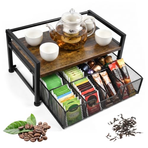 ZXBBTZ Caja para Infusiones Bolsitas de Té con Cajón de 8 Compartimentos